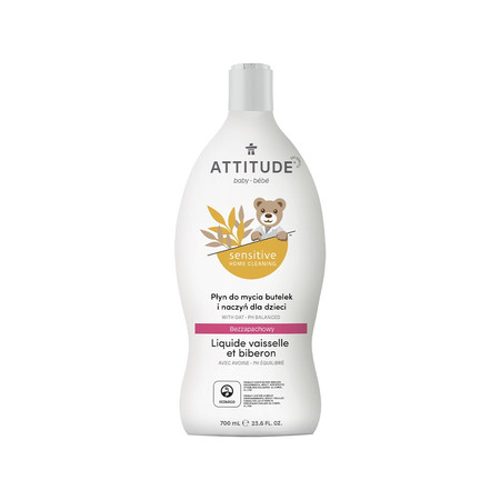 Attitude SENSITIVE HOME CLEANING, Płyn do mycia butelek i naczyń dla dzieci, bezzapachowy, 700 ml