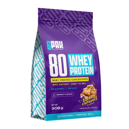 6PAK 80 WHEY PROTEIN 908g SALTED CARAMEL