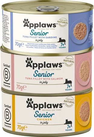 APPLAWS Senior Cat Tuńczyk z Łososiem w galaretce 70g