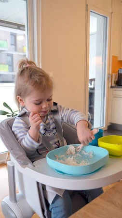 Beaba, Komplet naczyń z silikonu z przyssawką, blue