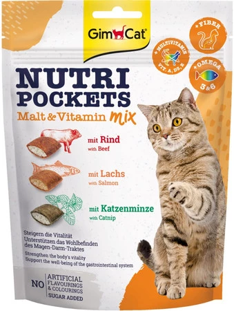 GIMCAT Nutri Pockets Malt / Vitamin MIX - przysmak dla kota - 150g