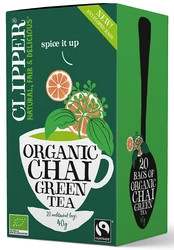 CLIPPER HERBATA ZIELONA CHAI Z CYNAMONEM I KARDAMONEM FAIR TRADE BIO (20 x 2 g) 40 g