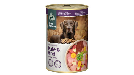 Zestaw 10x PURE NATURE DOG Pute Rind - indyk i wołowina z marchewką i fenkułem dla dorosłych psów (400g)