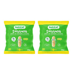 Zestaw: 2x Smileat, BIO Smilitos, Chrupki kukurydziane o smaku jabłka i banana 8m+, 25g