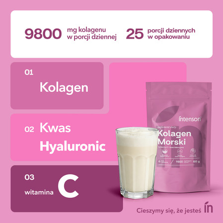 Intenson Kolagen morski + Witamina C + kwas hialuronowy 60g
