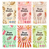 Zestaw smaków 100g True Dates: 1x Cookie Dough daktyle ciasteczkowe, 1x Sweet Peach daktyle słodka brzoskiwnia. 1x Sour Cola daktyle cola, 1x Watermelon daktyle arbuzowe, 1x Caramel Popcorn daktyle karmelowy popcorn, 1x Pistachio Cream daktyle pistacjowe