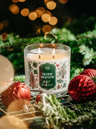 Woskiknot świeca sojowa Drzewko Świąteczne dwuknotowa