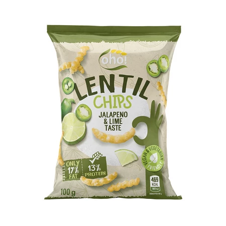 Zestaw 2x Chipsy z czerwonej soczewicy o smaku jalapeno i limonki 100g