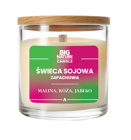 Big Nature Świeca sojowa o zap. Malina, Róża i Jabłko 225g