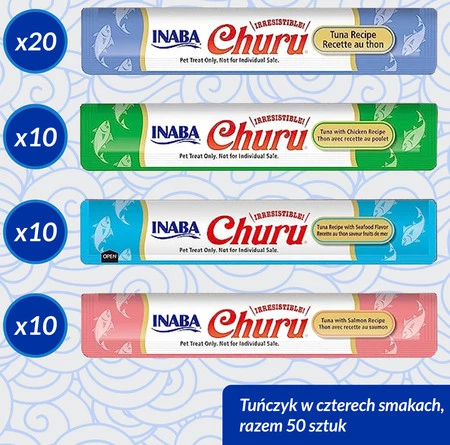 INABA Cat Treat Churu Tuna Varieties Mix w Słoiku 50x14g