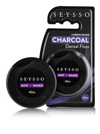 SEYSSO NIĆ CHARCOAL MINT 40m Carbon nić do zębów z Aktywnym Węglem