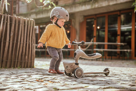 SCOOTANDRIDE Highwaykick 1 Lifestyle 2w1 Jeździk i hulajnoga z zamykanym schowkiem 1-5 lat Brown Lines