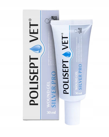 JM SANTE POLISEPT VET WOUND GEL SILVER PRO – żelowy opatrunek na rany dla psa i kota 30 ml