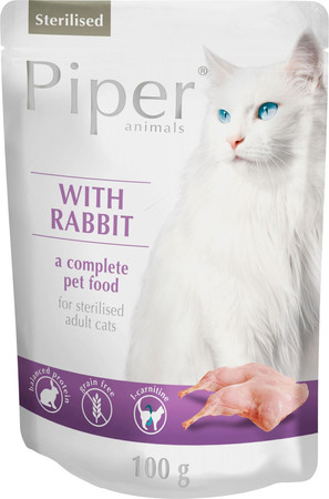DOLINA NOTECI PIPER Animals Kot Sterilised z Królikiem 100g