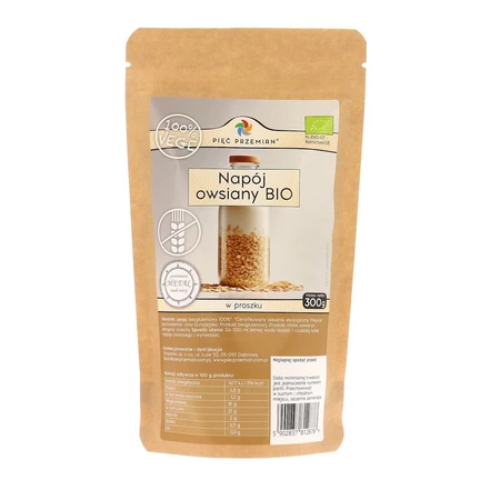 PIĘĆ PRZEMIAN Napój owsiany w proszku BIO bezglutenowy 300g