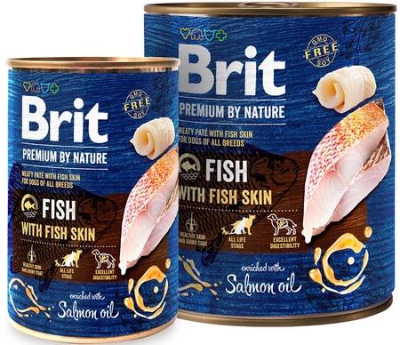 BRIT Premium by Nature FISH Rybia Skóra Olej Łososia 800g