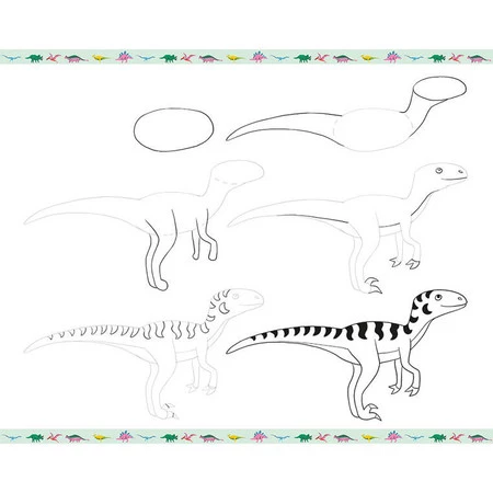 Janod Zestaw kreatywny Rysowanie krok po kroku Dinozaury 20 rysunków 7+