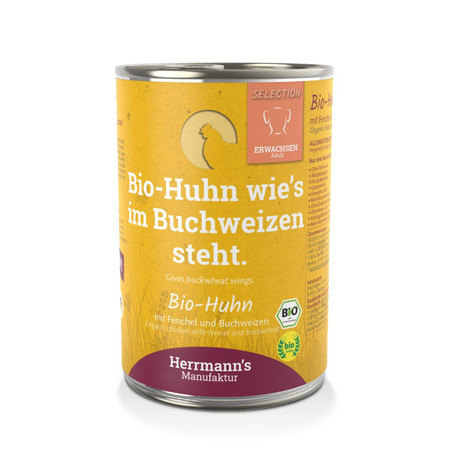 Zestaw 10x HERRMANN'S MANUFAKTUR Selection Dog Bio Huhn - bio kurczak z koprem włoskim (400g)