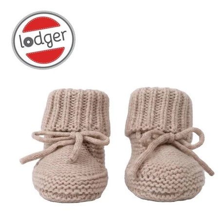 Lodger Buciki niechodki z wełny merino 100% jasnobeżowe Fleece Beige 6-12 m