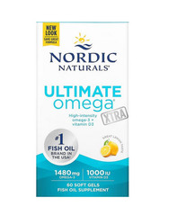 Nordic Naturals Ultimate Omega Xtra 1480 mg kwasy ALA, EPA i DHA 60 kaps. smak cytryna