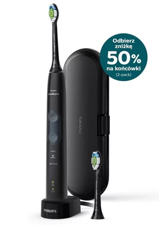 SONICARE SZCZOTKA PROTECTIVECLEAN 5100 HX6850/47  BLACK (2końc.OptimalWhite, 3programy, czujnik nacisku, etui)