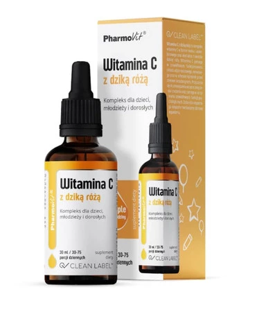PHARMOVIT WITAMINA C Z DZIKĄ RÓŻĄ BEZGLUTENOWA W KROPLACH 30 ml