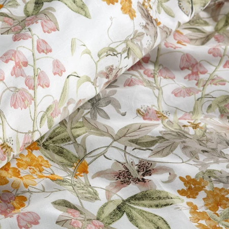 Pościel bawełniana PAULA biała z wzorem kwiatów polnych 140X200 70X80/X1