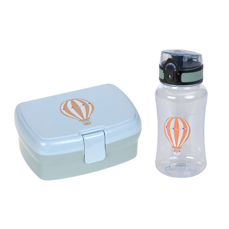 Lassig Zestaw śniadaniowy na lunch Lunchbox + Tritanowa butelka - bidon 460 ml Tiny Drivers Balon