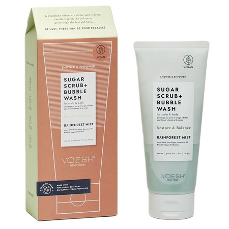 Sugar Scrub + Bubble Wash cukrowy peeling myjący do ciała i skóry głowy Rainforest Mist 210g