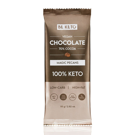 BeKeto Wegańska Keto Czekolada z olejem MCT orzech pekan 80g x10