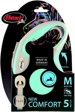 FLEXI NEW COMFORT Smycz taśmowa M / 5m miętowa
