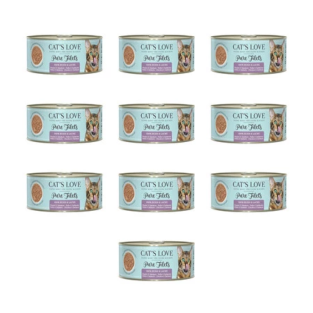 Zestaw 10x CAT'S LOVE FIlet Pur Lachs Huhn - filety z łososia i kurczaka (100g)