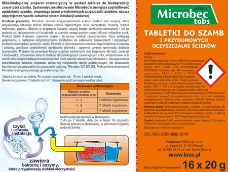 Microbec tabletki do szamb 35g, zapach cytryny 1 szt