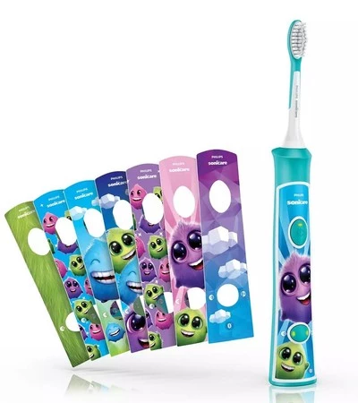 SONICARE SZCZOTKA FOR KIDS AQUA HX6322/04 (8x naklejki; 1x końc.7+; 1x końc 3+)