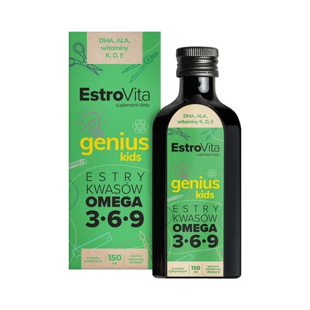 Estrovita Genius kids kwasy omega-3, omega-6 i omega-9 150ml smak cytryna