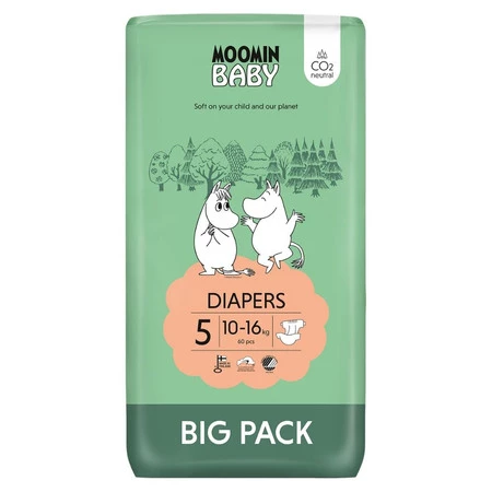 MOOMIN Baby, Pieluszki 5 MAXI (10-16kg), 60 szt. EKO BIG PACK