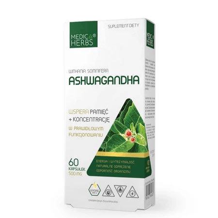 Medica Herbs Ashwagandha na wsparcie w redukcji stresu 60 kaps.