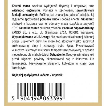 Yango - Czarna maca - 90 kaps.