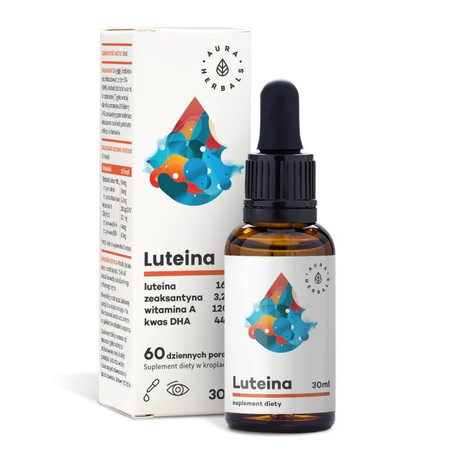 AURA HERBALS Luteina + Witamina A + DHA + Zeaksantyna w kroplach 30ml