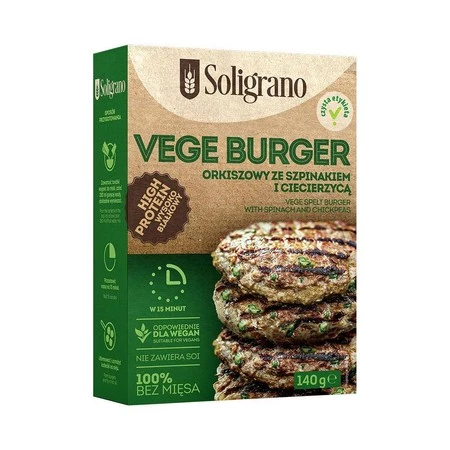 Vege Burger orkiszowy ze szpiankiem i ciecierzycą  140 g