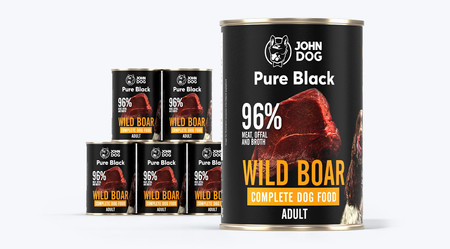 John Dog Pure Black Dzik - karma mokra dla psa - 6 x 400g