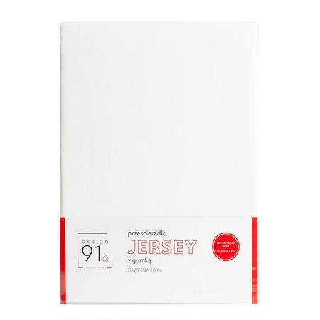 Prześcieradło z gumką, Jersey D91 90 x 200 x 25 cm, Kremowy