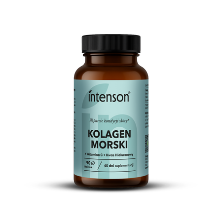 Intenson Kolagen morski Anti-Age z kwasem hialuronowym i witaminą C 500 mg, 90 tabl.