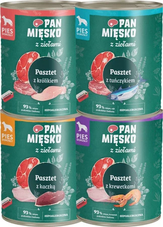PAN MIĘSKO z Ziołami Pasztet z Kaczką dla psa 800g