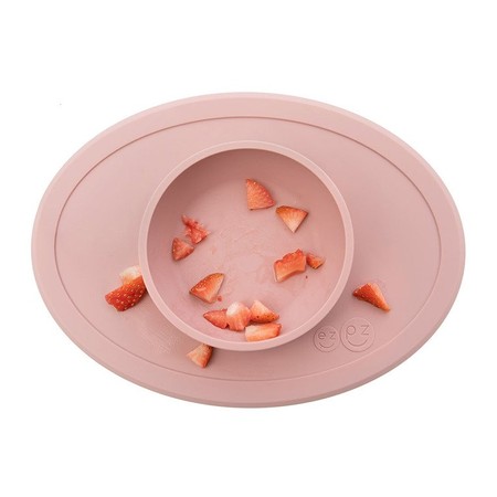 EZPZ Komplet pierwszych naczyń silikonowych First Foods Set pastelowy róż