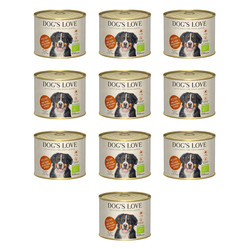 Zestaw 10x DOG'S LOVE BIO RIND - ekologiczna wołowina z ryżem, cukinią i jabłkiem (200g)
