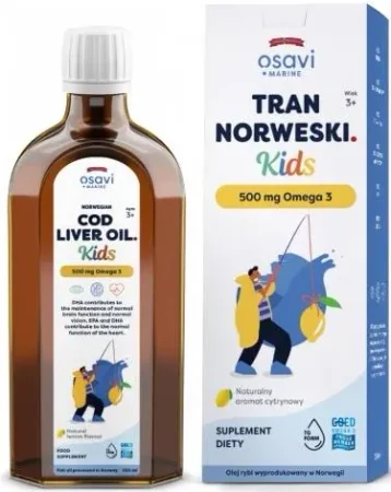 OSAVI Tran Norweski Kids 500 mg Omega 3 - smak cytrynowy (500 ml)