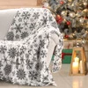 Koc świąteczny 150X200 biały, śnieżynki