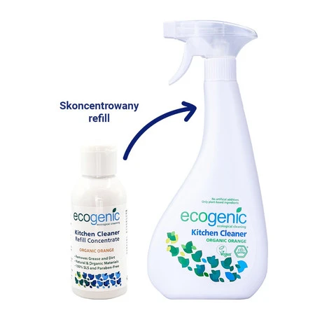 Ecogenic, Spray do czyszczenia powierzchni kuchennych, Pomarańcza, 500 ml