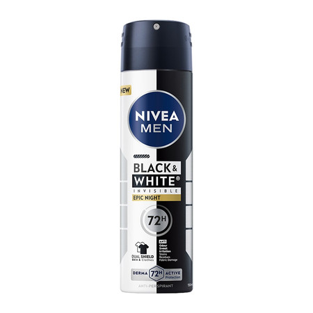 Men Black &amp; White Invisible Epic Night antyperspirant spray 150ml